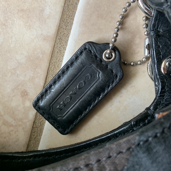 Coach Signature F16175 Black/Brown Sateen Bag & Matching Wrislet - Picture 10 of 16